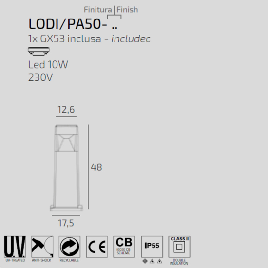 Lampioncino grigio da giardino moderno anti corrosione ip55