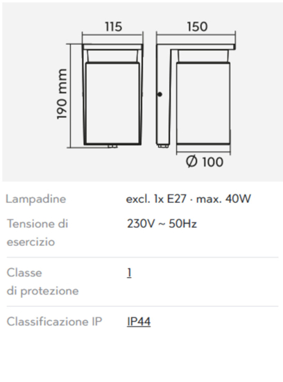 Applique lanterna da esterno con sensore crepuscolare