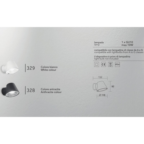Isyluce applique da esterno bianco sopra porta anti corrosione