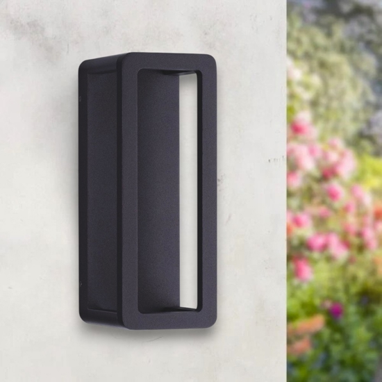 Applique da esterno led 9w 3000k moderna nera rettangolare