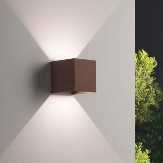 Ondaluce ap cube applique per esterno terrazza corten led