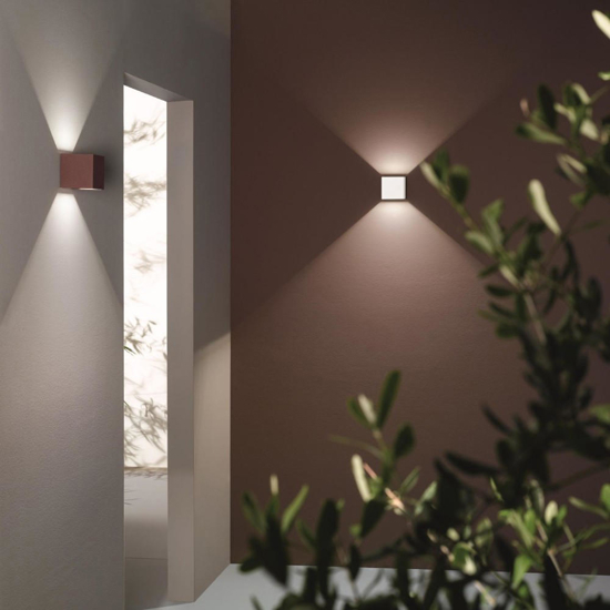 Ondaluce ap cube applique per esterno terrazza corten led