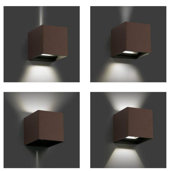 Ondaluce ap cube applique per esterno terrazza corten led