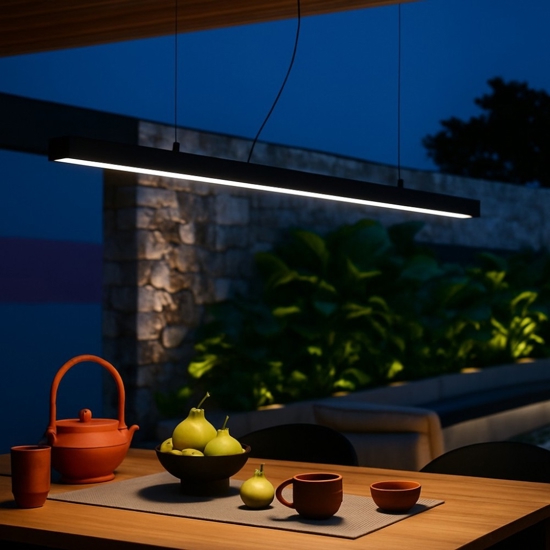 Lira linea light lampadario moderno nero per tavolo led