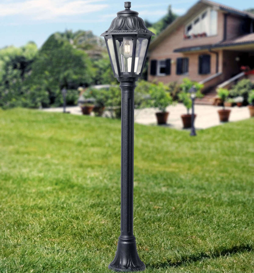 Lampione da giardino asti top light nero anti ruggine