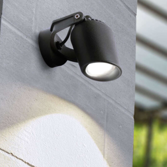 Faretto da esterno roma nero orientabile top light ip66
