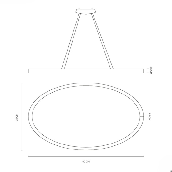 Lampadario titanio ovale led 40w 3000k 4000k vivida lifering-o