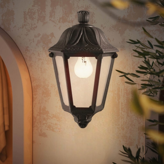 Dafne ap1 small applique lanterna classica nera da esterno ip55 e27 ideal lux