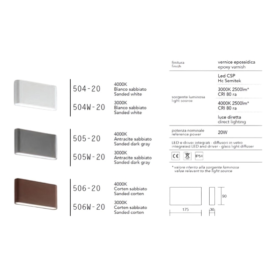 Isyluce applique da esterno led 20w 4000k corten marrone