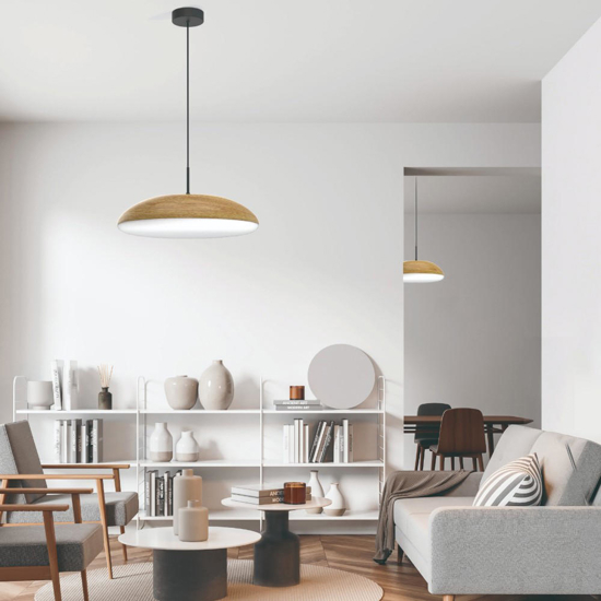 Lampadario effetto legno per cucina moderna