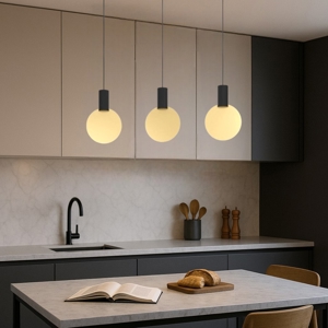 Visualizza i dettagli per Lampadario design 3 luci per tavolo da cucina nero oro Lampadario design 3 luci per tavolo da cucina nero oro