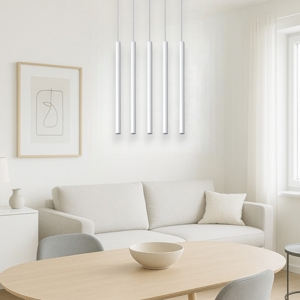 Visualizza i dettagli per Lampadario per cucina cilindri pendenti bianco Lampadario per cucina cilindri pendenti bianco