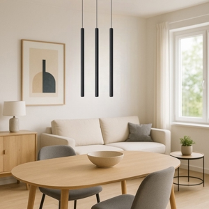 Visualizza i dettagli per Lampadario per cucina moderna 3 luci pendenti nero Lampadario per cucina moderna 3 luci pendenti nero
