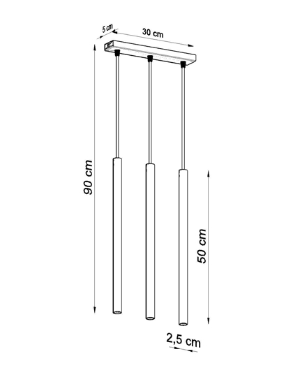 Lampadario per cucina moderna 3 luci pendenti nero