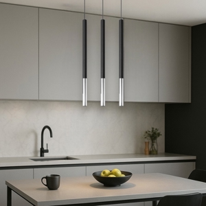 Visualizza i dettagli per Lampadario per cucina nero cromo 3 cilindri Lampadario per cucina nero cromo 3 cilindri