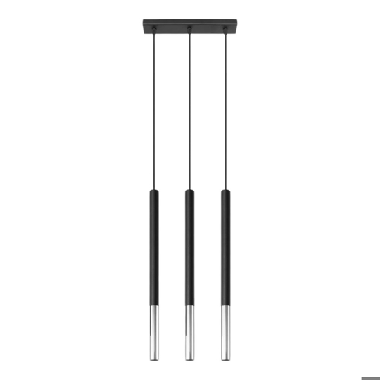 Lampadario per cucina nero cromo 3 cilindri