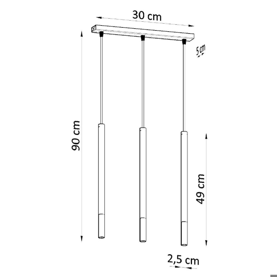 Lampadario per cucina nero cromo 3 cilindri