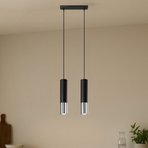 Visualizza i dettagli per Lampadario per cucina cilindri nero cromo lucido Lampadario per cucina cilindri nero cromo lucido