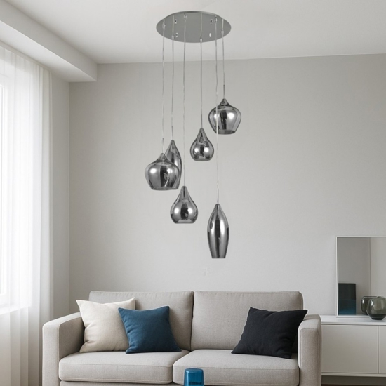 Ideal lux soft sp6 fume lampadario vetri fume per soggiorno