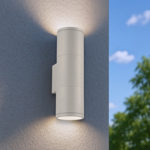 Gun ap2 small applique da esterno tubolare grigio 2 luci ideal lux