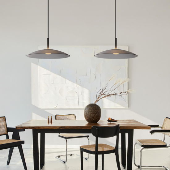 Lampadario in vetro fume led 12w 3000k 40 cm per cucina moderna