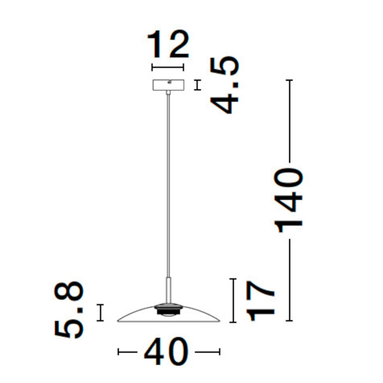 Lampadario in vetro fume led 12w 3000k 40 cm per cucina moderna
