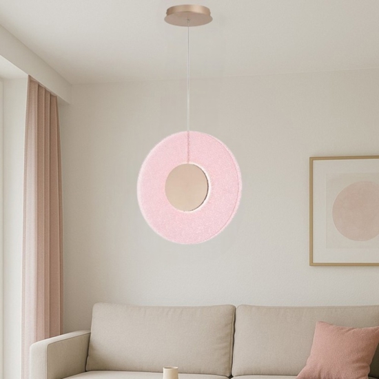 Lampadario per soggiorno ondaluce candy led 3000k vetro rosa