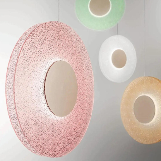 Lampadario per soggiorno ondaluce candy led 3000k vetro rosa