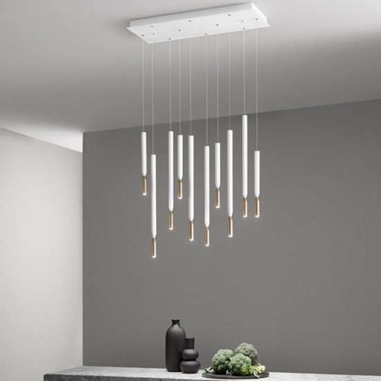 Ondaluce so tubic 10 lampadario moderno 10 luci oro e bianco