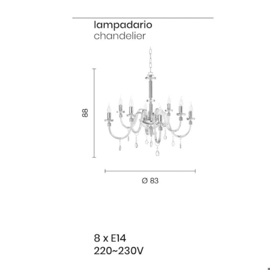 Lp dido ondaluce lampadario cristallo e dettagli oro