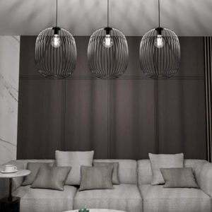 Lampadario 3 luci nero per tavolo soggiorno
