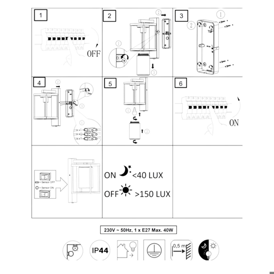 Applique da esterno antracite con sensore crepuscolare