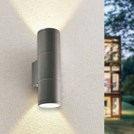Ideal lux gun ap2 small applique da esterno antracite