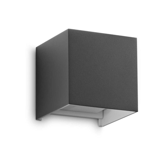 Ideal lux atom ap d10 applique per esterno balcone cubo antracite led 3000k ip54