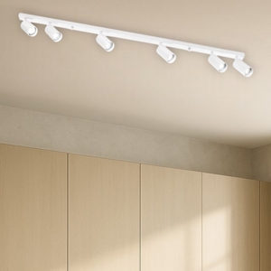 Plafoniera binario bianco con 6 spot orientabili 120cm isyluce