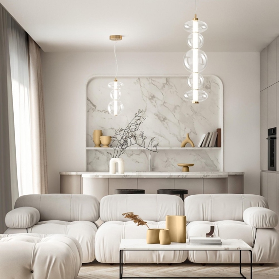 Lampadario bubbles perenz led 38w 3000k per soggiorno moderno