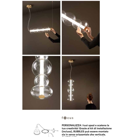 Lampadario bubbles perenz led 38w 3000k per soggiorno moderno