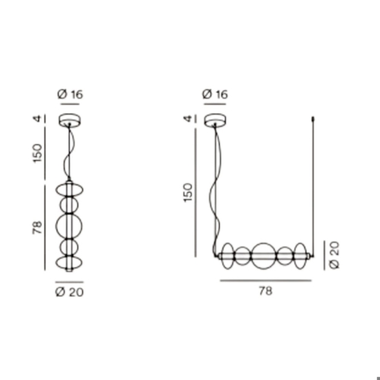 Lampadario bubbles perenz led 38w 3000k per soggiorno moderno