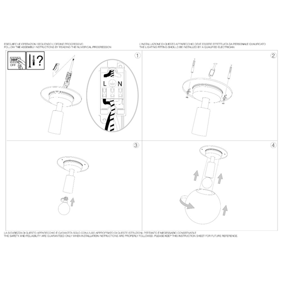 Ideal lux mapa bianco ap1 d30 applique sfera di vetro