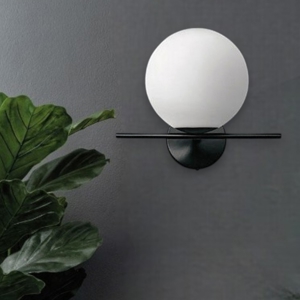 Jugen miloox sforzin applique moderna nero vetro boccia bianca