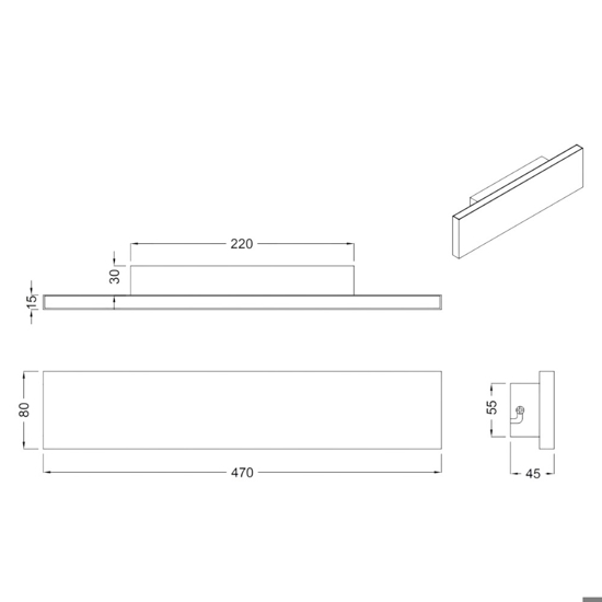 Applique led 18w 3000k antracite moderno rettangolare