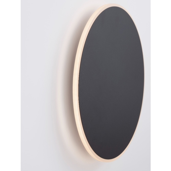 Applique moderna 30 cm rotonda disco nero led 20w 3000k