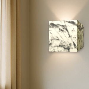 Applique cubo led 13w 3000k effetto marmo bianco