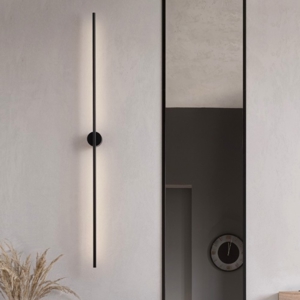 Applique design bacchetta moderna led 15w nera 90cm 3500k