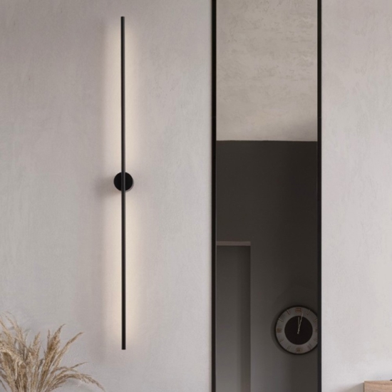Applique bacchetta moderna led 15w nera 90 cm 3500k