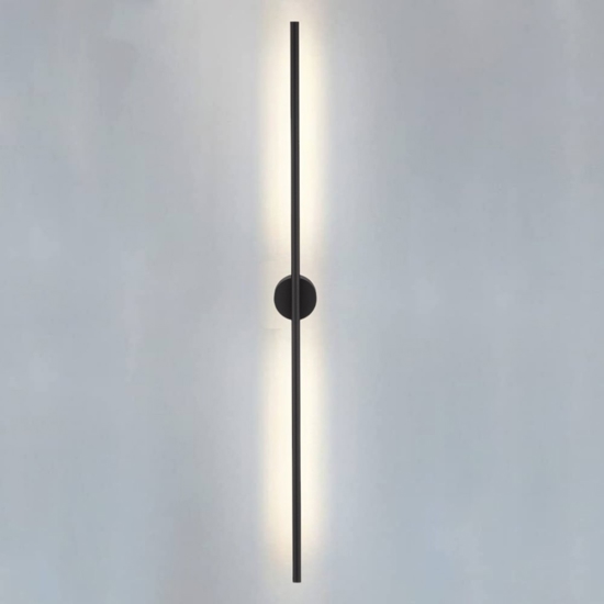 Applique bacchetta moderna led 15w nera 90 cm 3500k