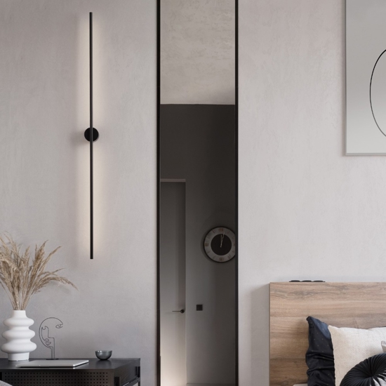 Applique bacchetta moderna led 15w nera 90 cm 3500k