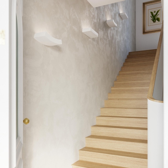 Applique di gesso mensola curva bianca 