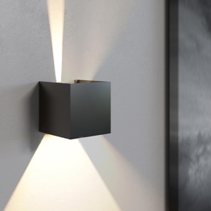 Applique led cubo isyluce moderna 16w 3000k nero da esterno