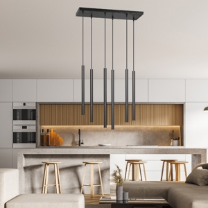 Lampadario per tavolo da sala moderno nero cilindri pendenti